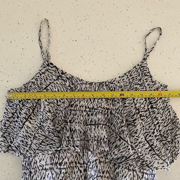 BCBGeneration Small Black White Sundress High Low Handkerchief Spaghetti Strap - Picture 7 of 10